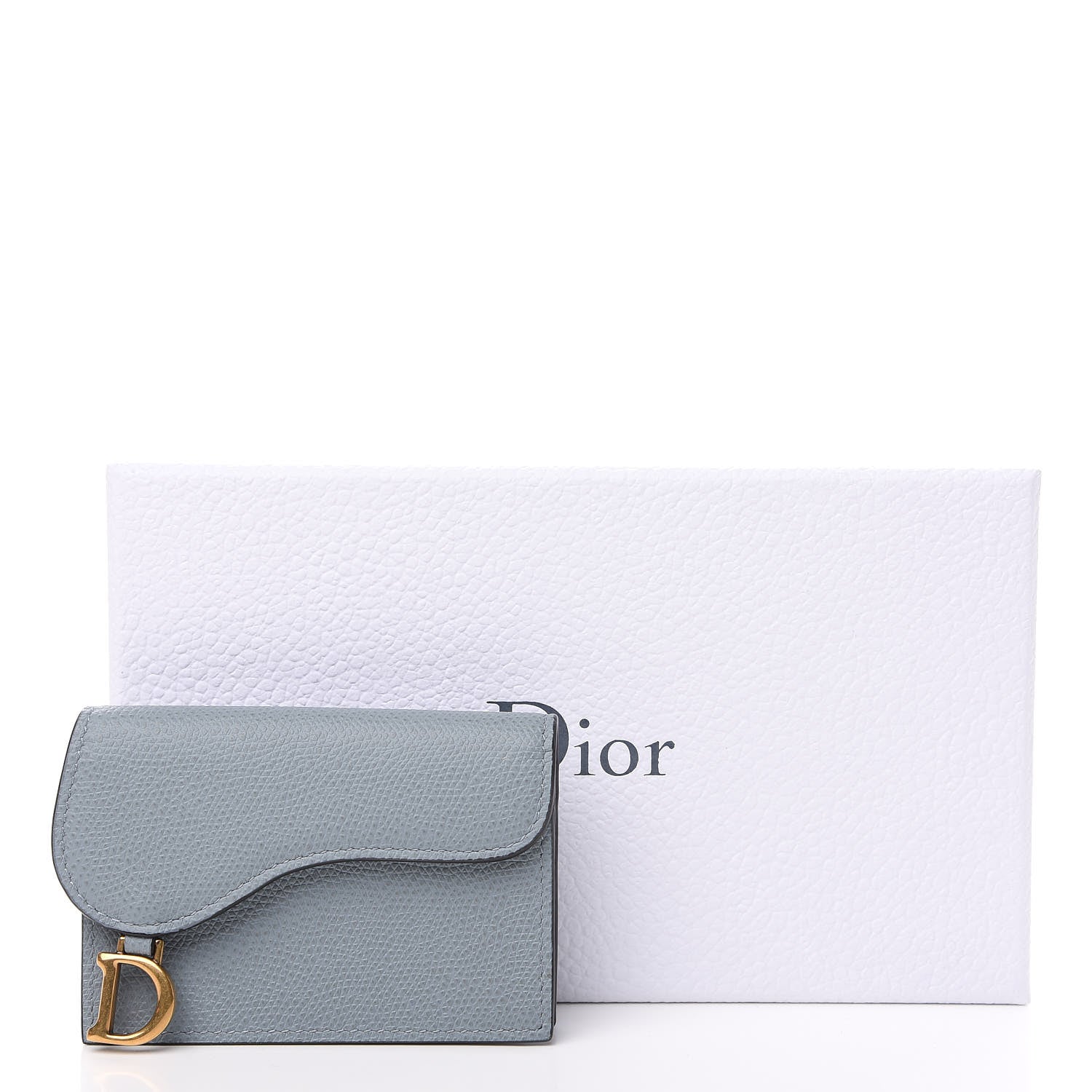 Christian Dior Grained Calfskin Saddle Card Holder Sky Blue 8 of 8