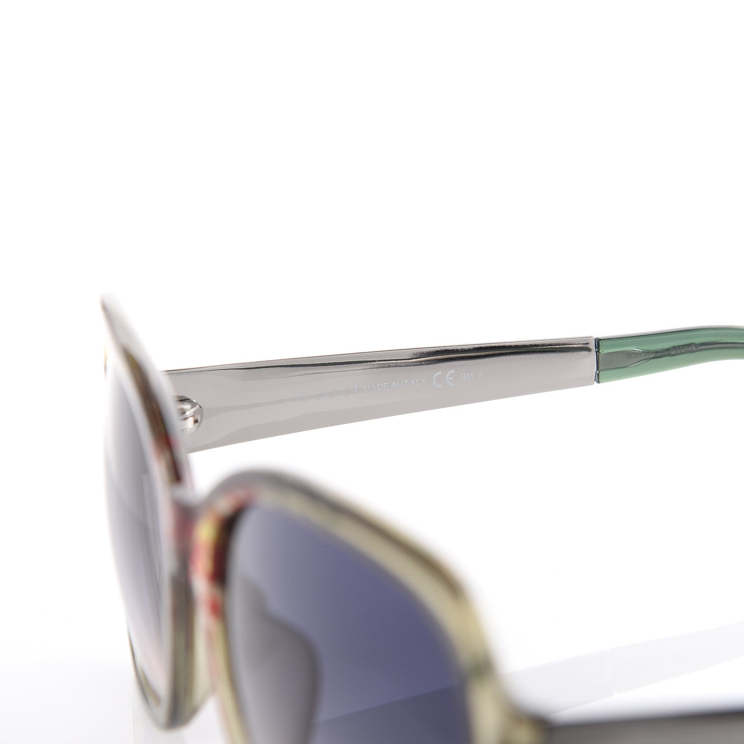 Gucci Oversized Acetate Frame Floral Sunglasses GG 3803/F/S Green 6 of 8