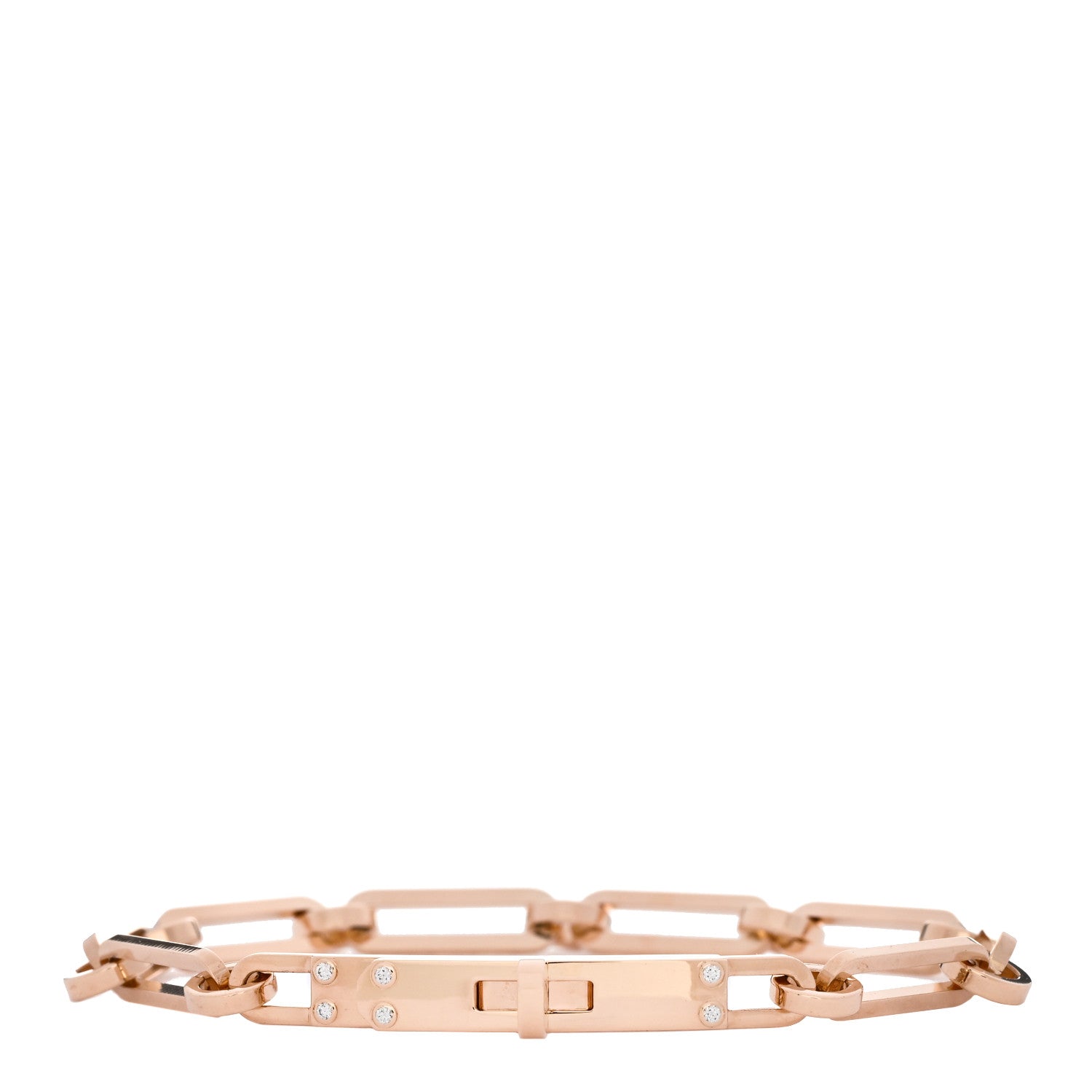 Hermes 18K Yellow Gold Diamond PM Kelly Chaine Bracelet XS 1 of 4