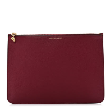 Alexander McQueen Calfskin Skull Zip Pouch Red 1 of 7