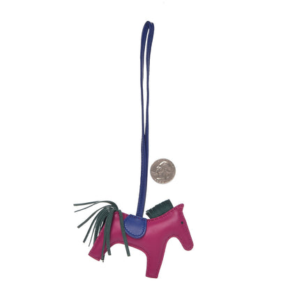 Hermes Milo Lambskin Grigri Rodeo Horse Bag Charm PM Rose Pourpre Bleu Electrique Malachite 2 of 5