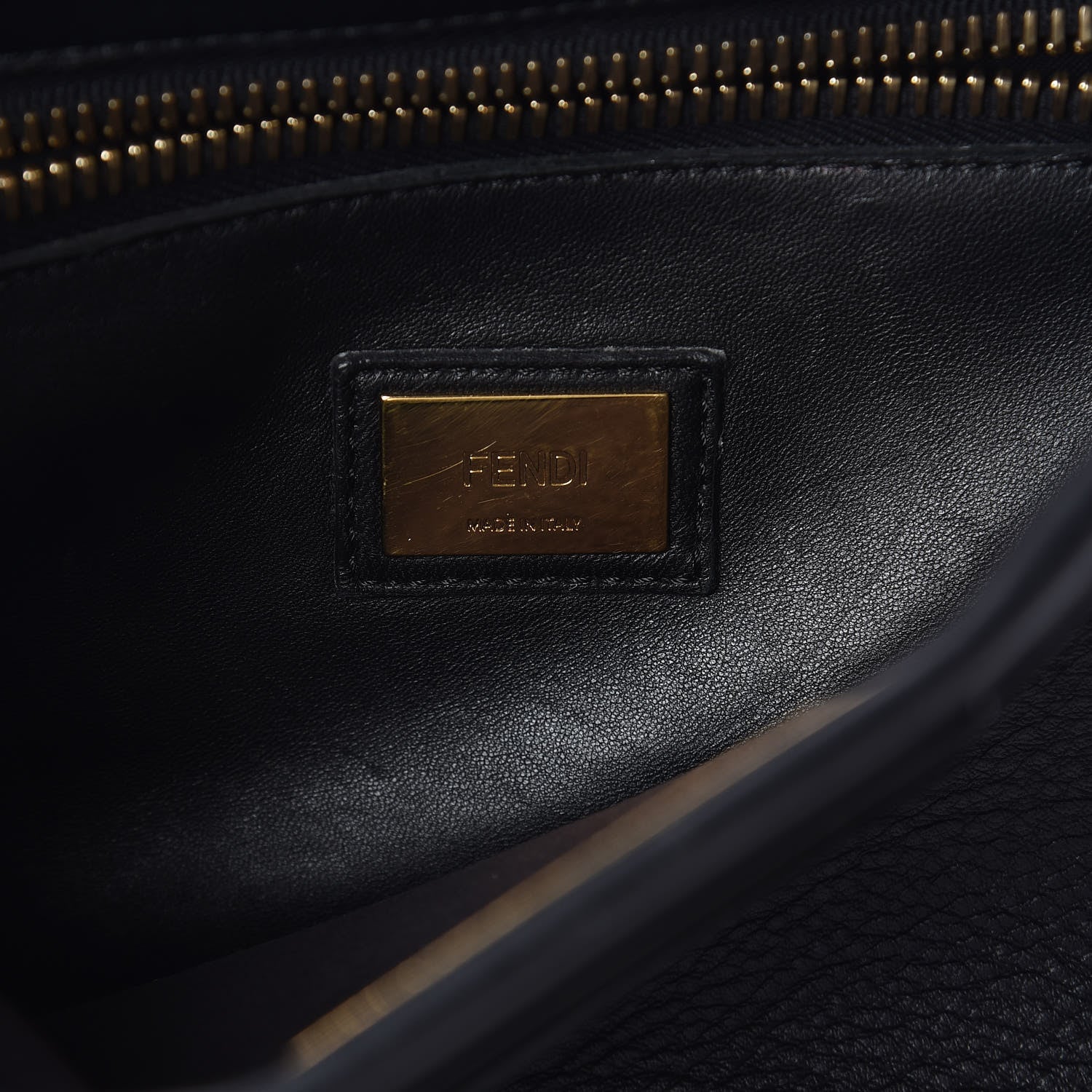 Fendi Vitello Seta Shiny Nappa Medium Peekaboo Iconic Satchel Black 5 of 11
