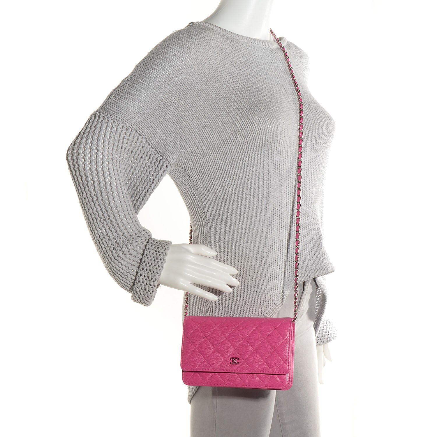 Chanel Caviar Quilted Wallet On Chain WOC Dark Pink 2 of 9