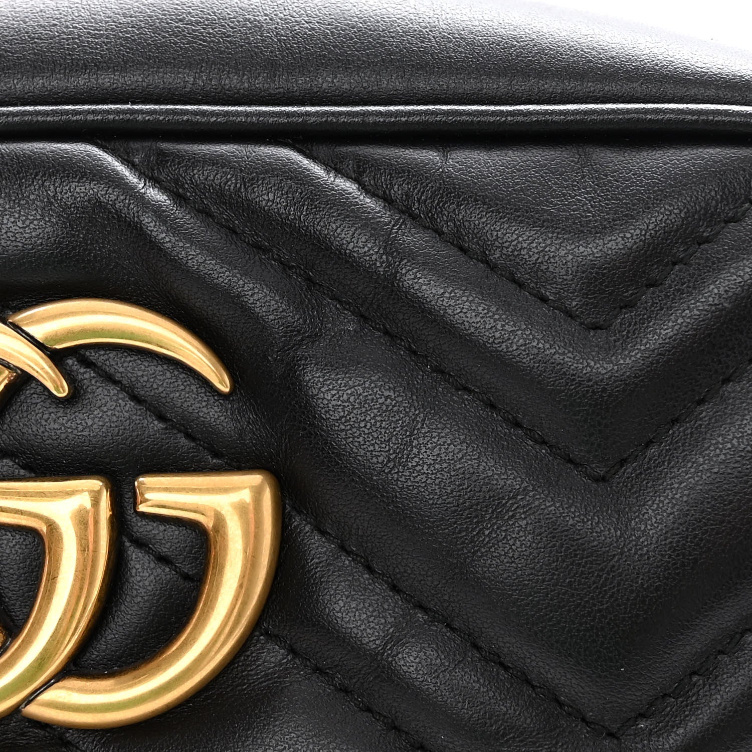 Gucci Calfskin Matelasse Small GG Marmont Chain Shoulder Bag Black 12 of 16