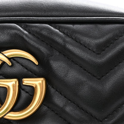 Gucci Calfskin Matelasse Small GG Marmont Chain Shoulder Bag Black 12 of 16