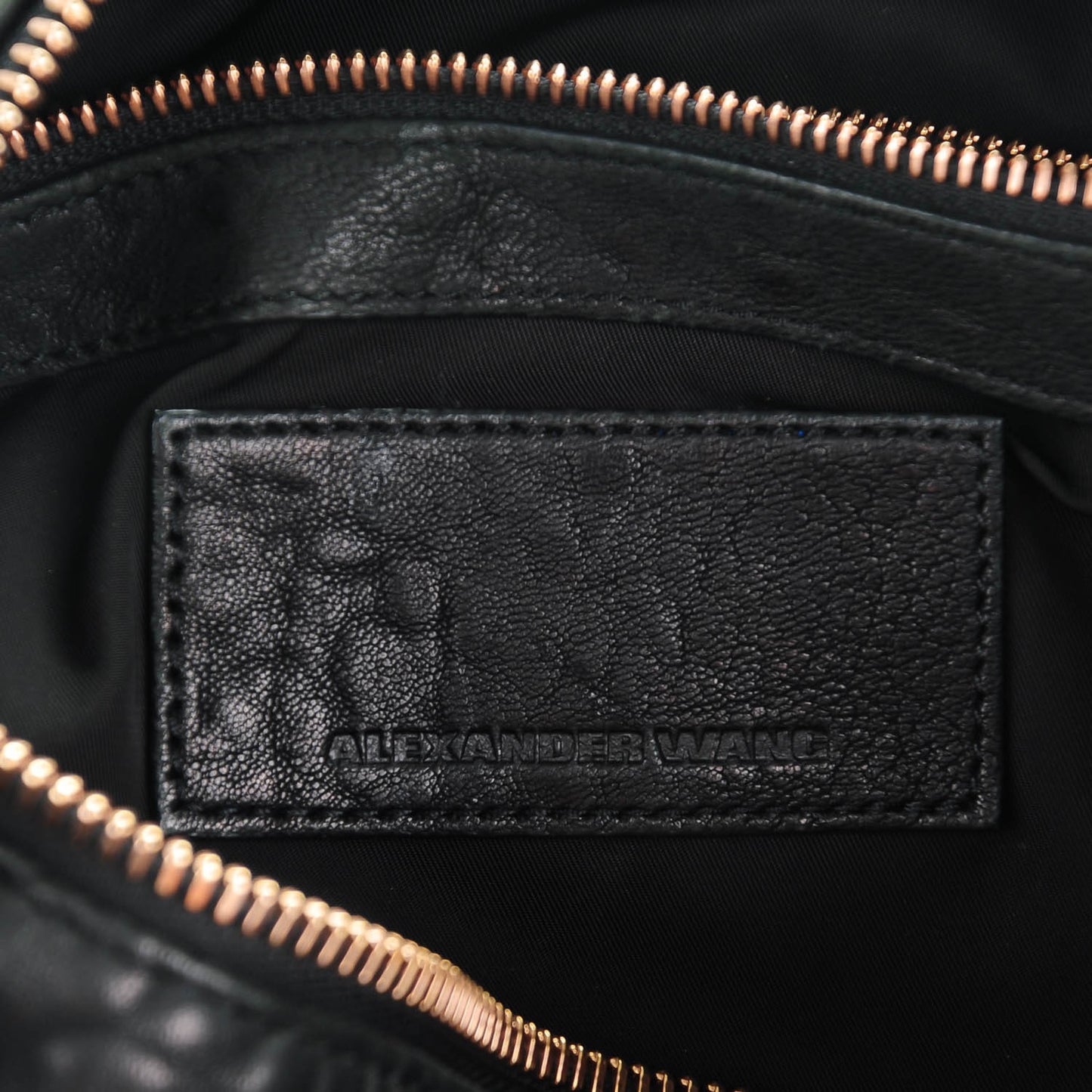 Pebbled Lambskin Rocco Black Rose Gold Hardware
