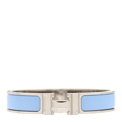 Hermes Enamel Narrow Clic Clac H Bracelet Bleu Chemise 1 of 5