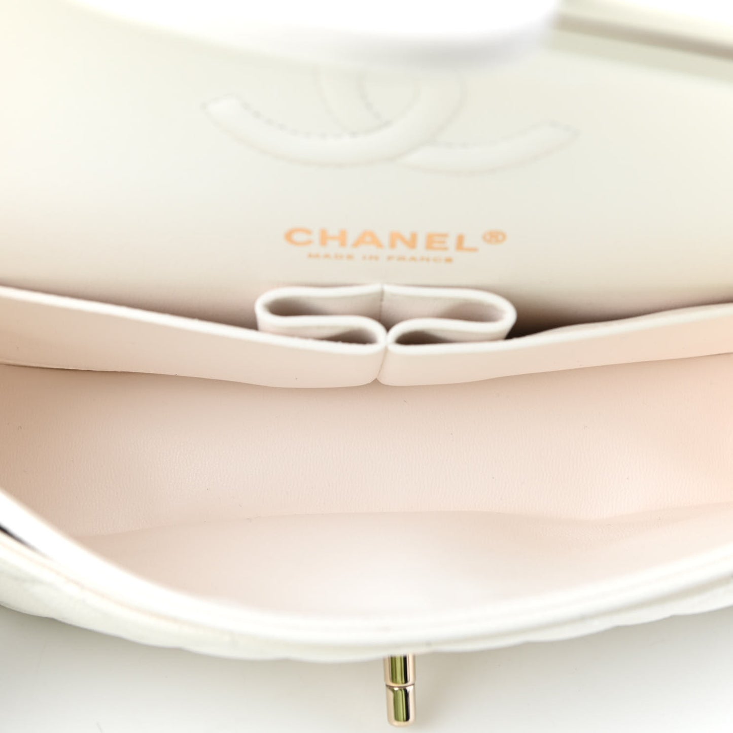 Caviar Quilted Small Double Flap White