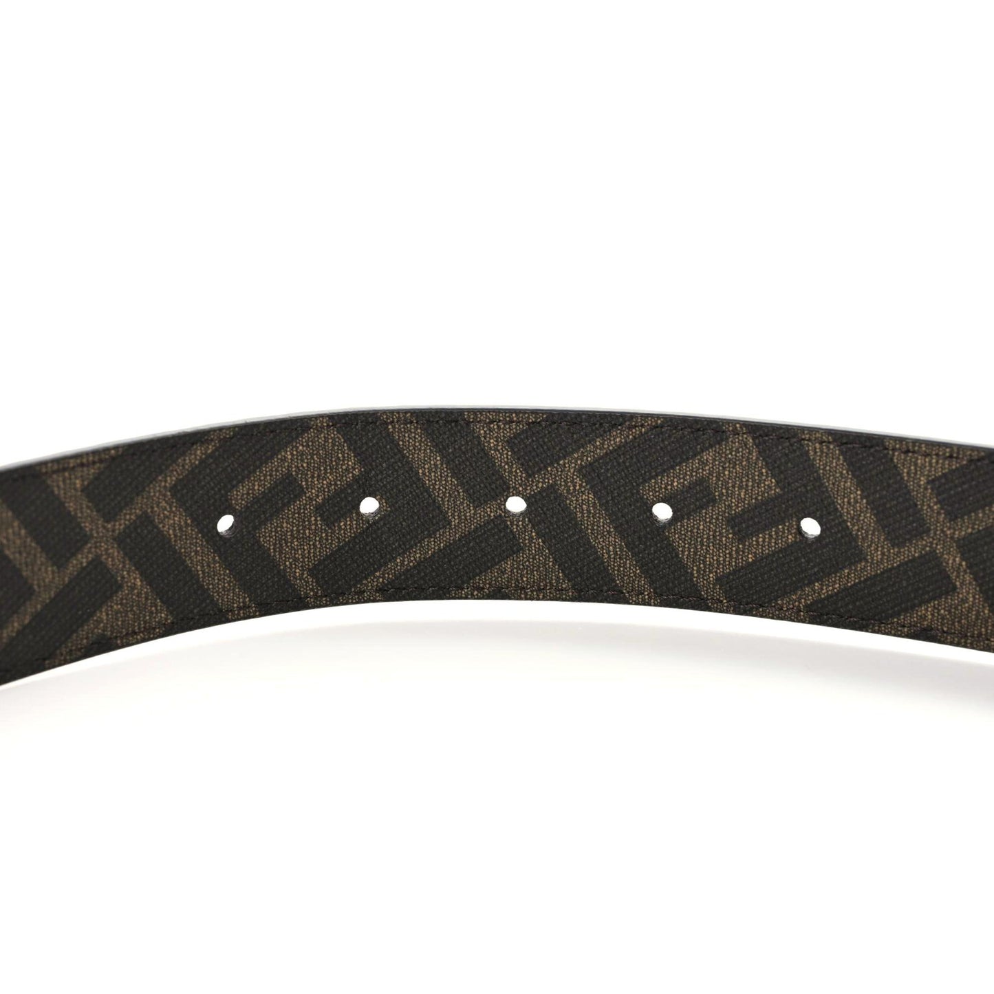 Cuoio Romano Glazed Fabric Enamel FF 1974 FF Buckle Reversible Belt 85 34 Blue Notte Tobacco Moro
