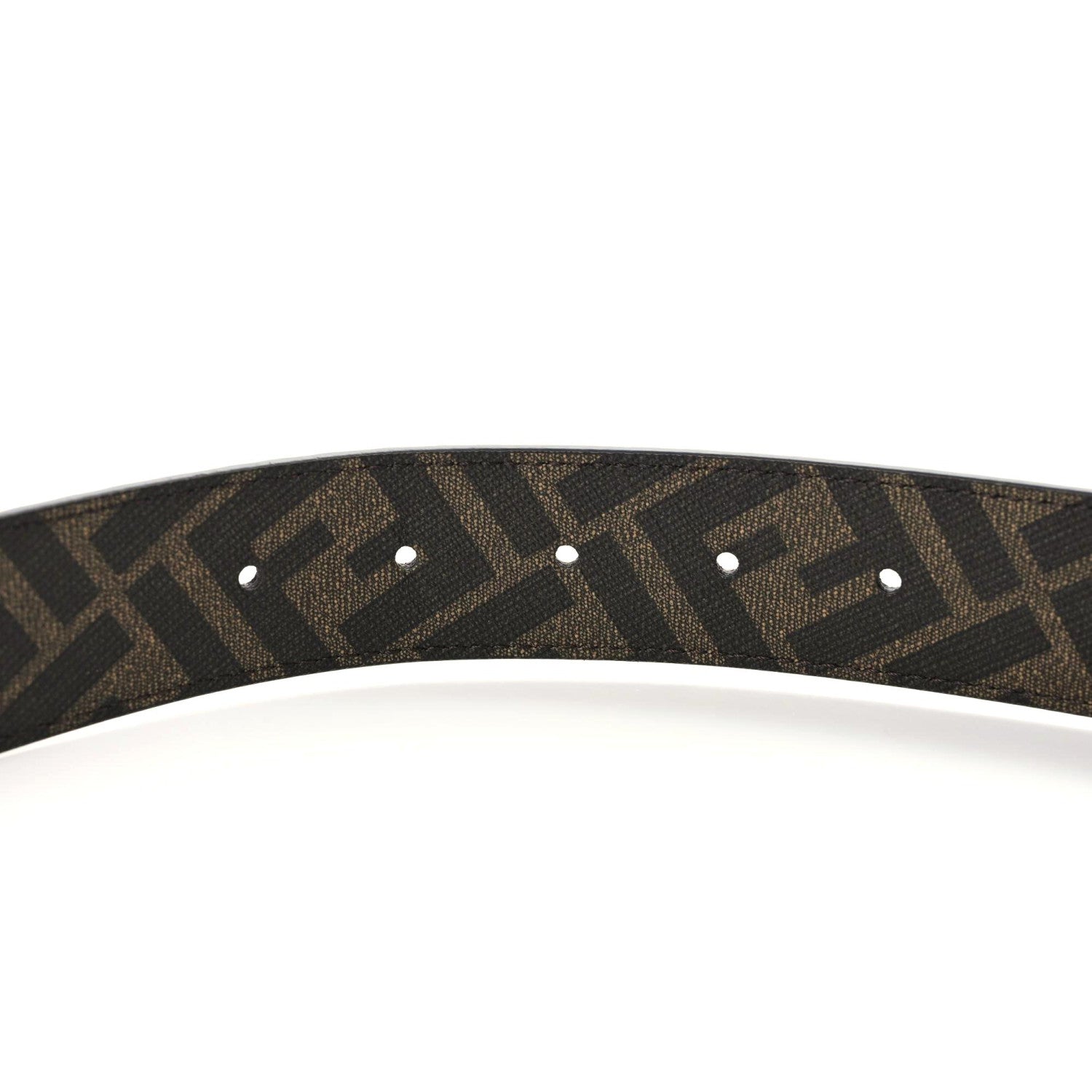 Fendi Cuoio Romano Glazed Fabric Enamel FF 1974 FF Buckle Reversible Belt 85 34 Blue Notte Tobacco Moro 3 of 5