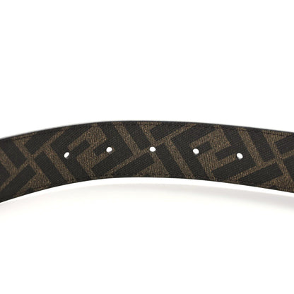 Fendi Cuoio Romano Glazed Fabric Enamel FF 1974 FF Buckle Reversible Belt 85 34 Blue Notte Tobacco Moro 3 of 5