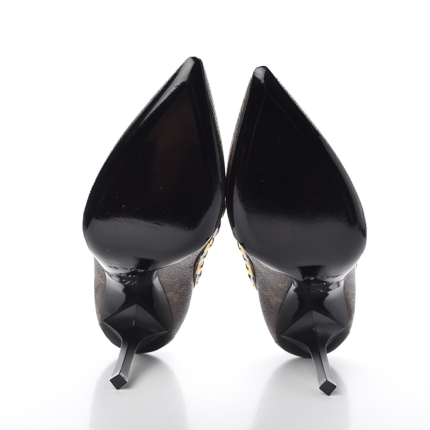Louis Vuitton Calfskin Monogram Eldorado Pumps 37.5 Cacao 5 of 11