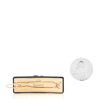 Chanel Lambskin Turnlock CC Hair Clip Barrette Black 2 of 3