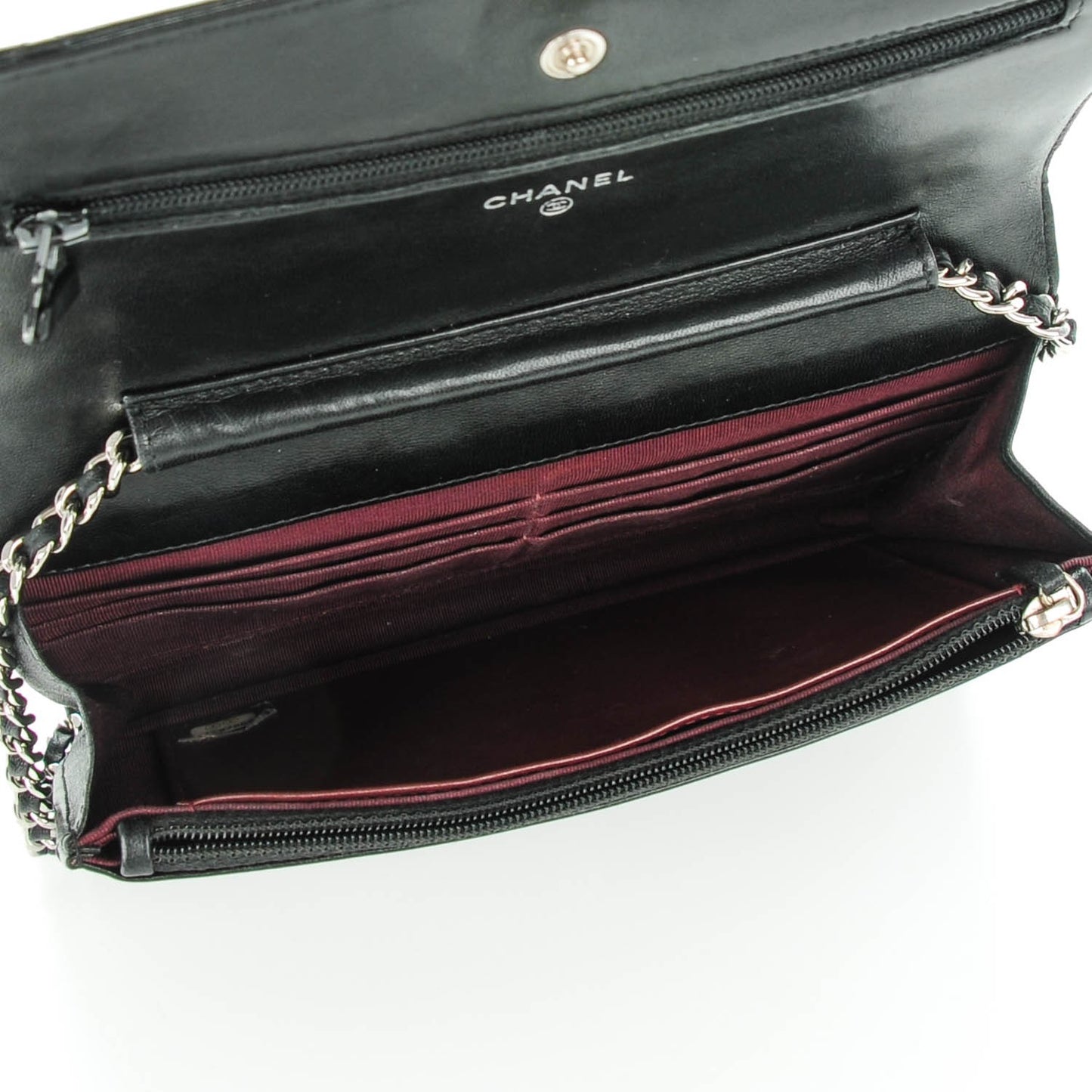 Lambskin Quilted Wallet On Chain WOC Black