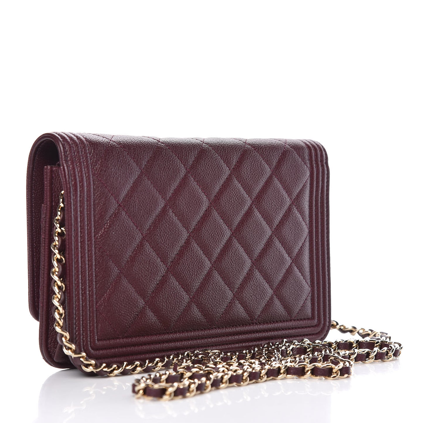 Caviar Quilted Boy Wallet On Chain WOC Dark Purple