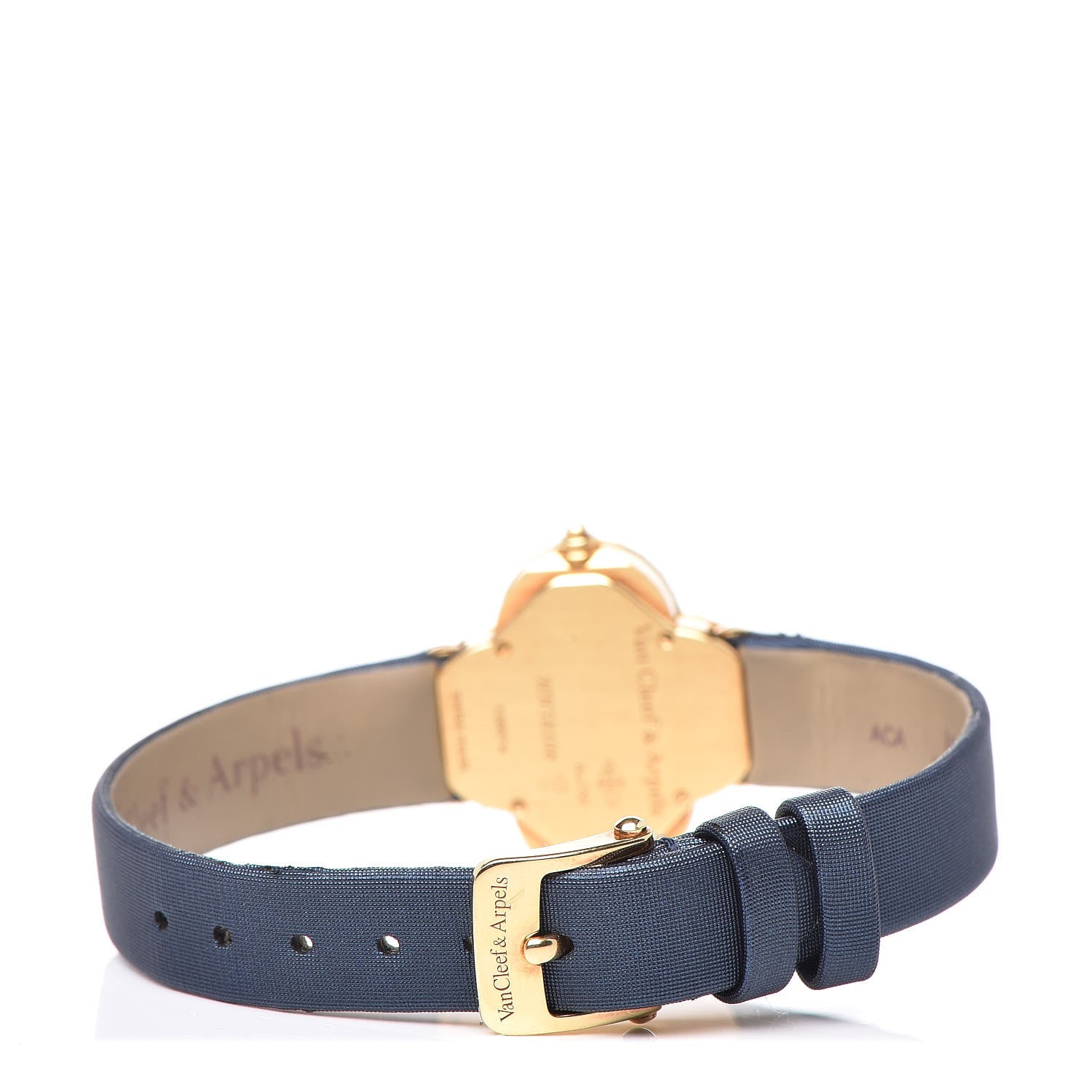 Van Cleef & Arpels 18K Yellow Gold Satin Mother of Pearl 26mm Alhambra Quartz Watch 4 of 9
