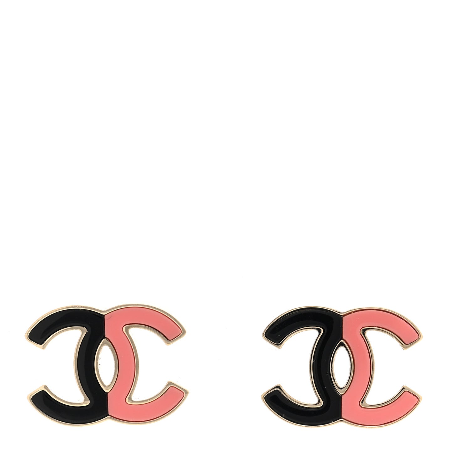 Enamel Large CC Earrings Black Pink