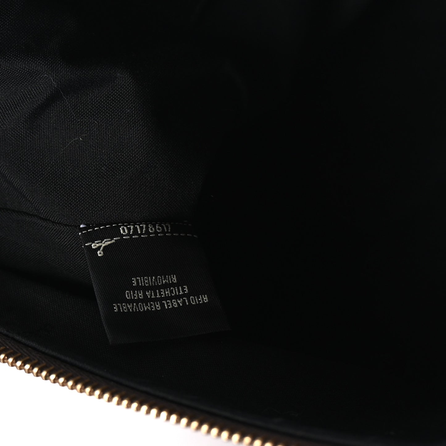 Glazed Fabric Vitello Century FF 1974 Stamp Patch Large Flat Pouch Mogano Panna Black