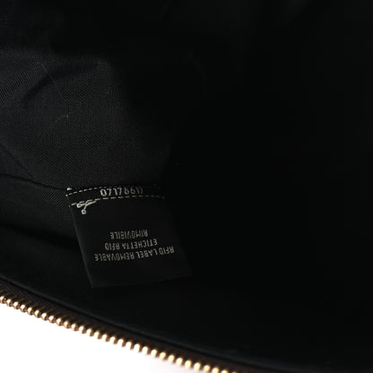 Fendi Glazed Fabric Vitello Century FF 1974 Stamp Patch Large Flat Pouch Mogano Panna Black 6 of 8