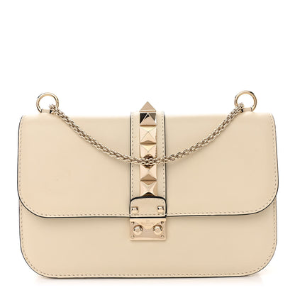 Valentino Garavani Vitello Medium Glam Lock Rockstud Flap Light Ivory 1 of 12