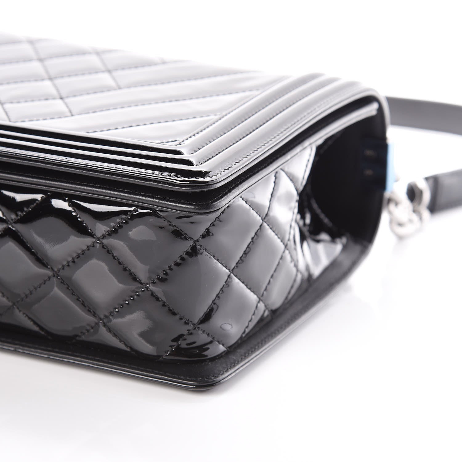 Chanel Patent Chevron Quilted New Medium Boy Flap Black 9 of 10