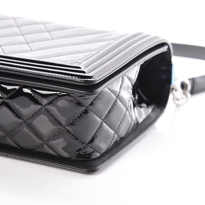 Chanel Patent Chevron Quilted New Medium Boy Flap Black 9 of 10