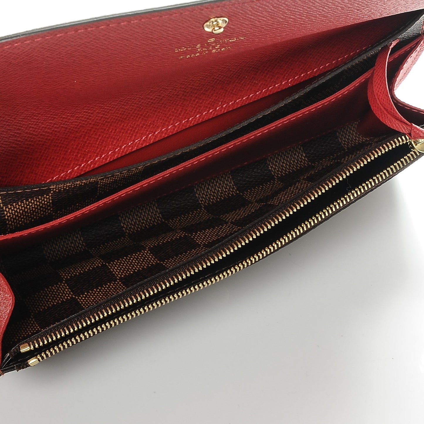 Damier Ebene Emilie Wallet Red