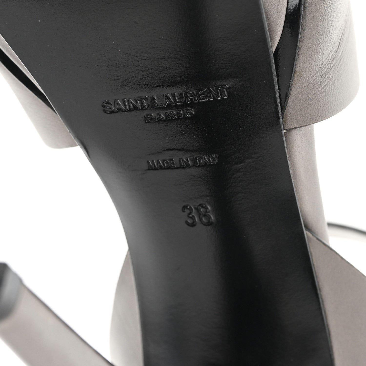 Saint Laurent Calfskin Tribute 105 Platform Sandals 38 Grey 7 of 9