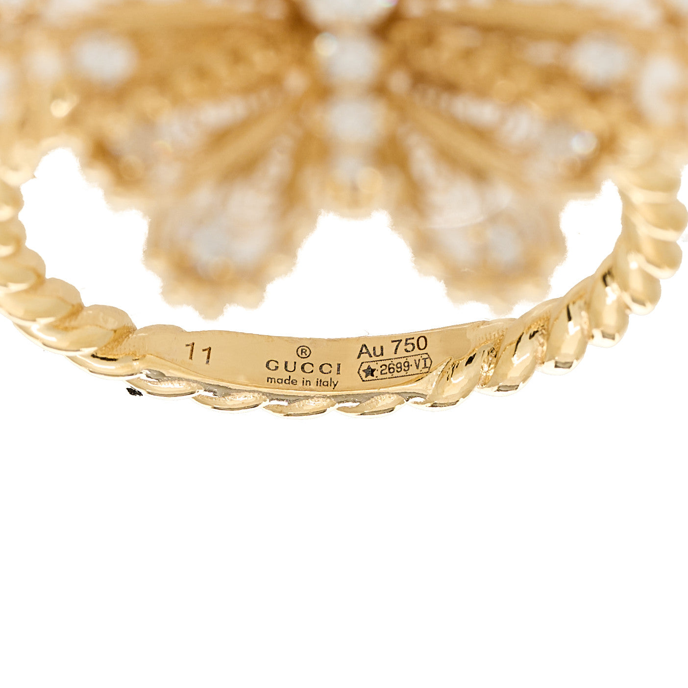 18K Yellow Gold Diamond Butterfly Ring 50 5.5