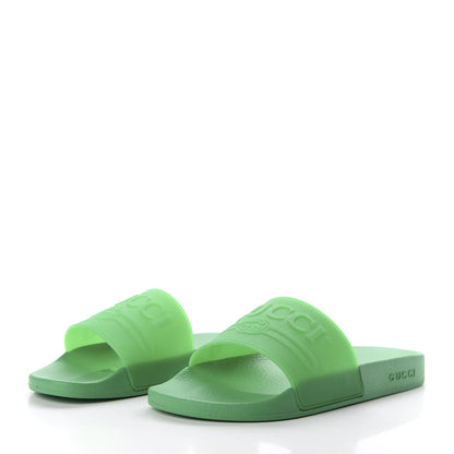 Gucci Rubber Logo Stamped Mens Slide Sandals 8 Verde 3 of 9