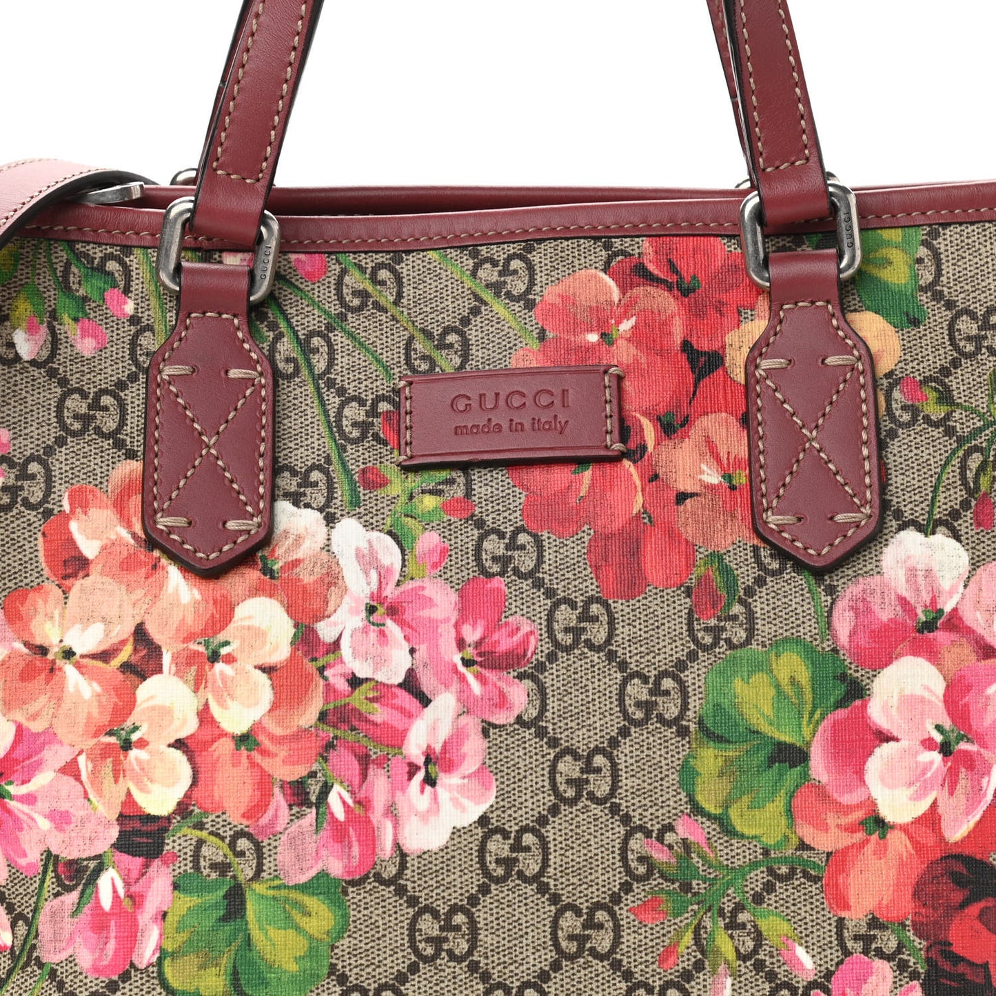 GG Supreme Monogram Blooms Small Zippered Tote Beige Multicolor Dry Rose