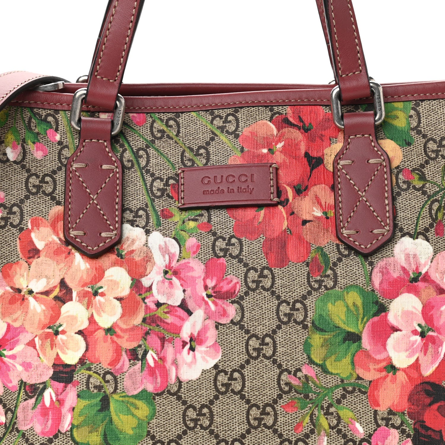 Gucci GG Supreme Monogram Blooms Small Zippered Tote Beige Multicolor Dry Rose 8 of 10