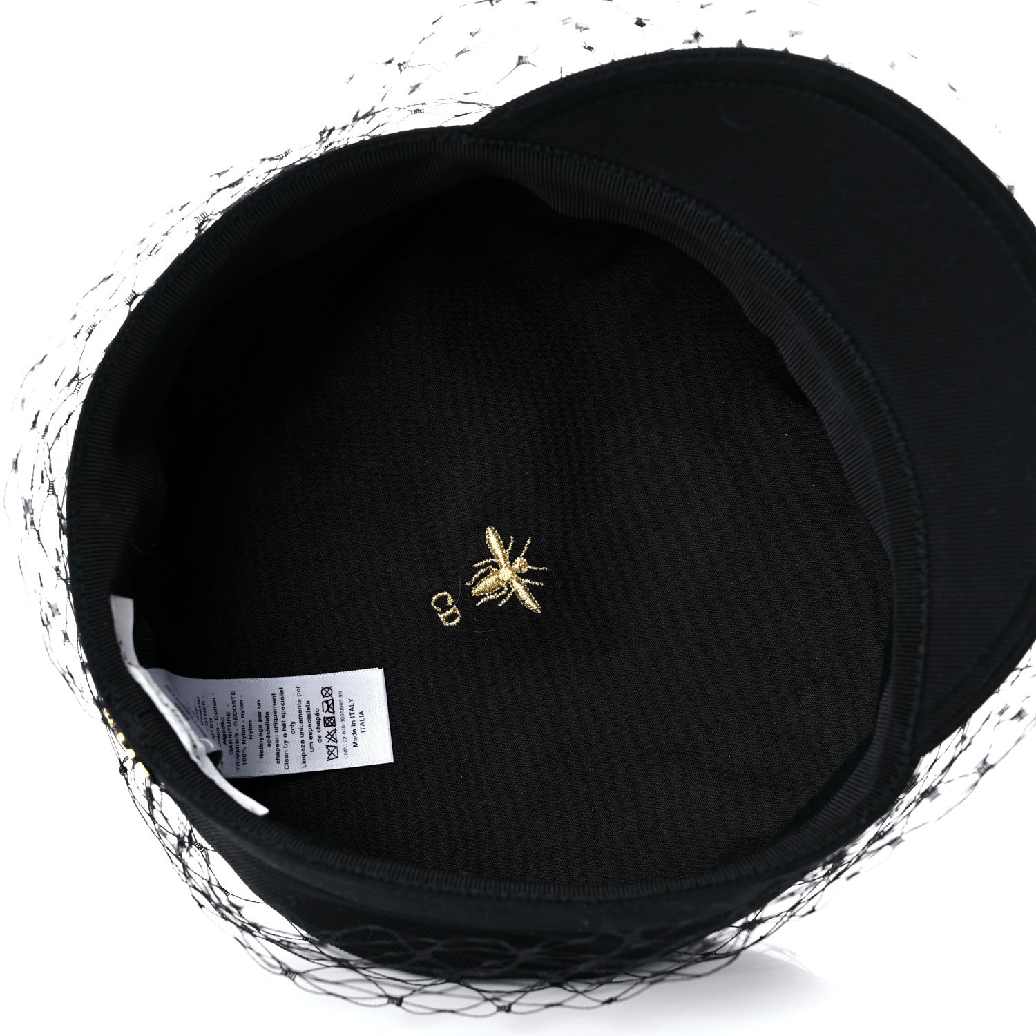 Christian Dior Cotton Canvas Arty Cap with Veil 58 Black 6 of 8