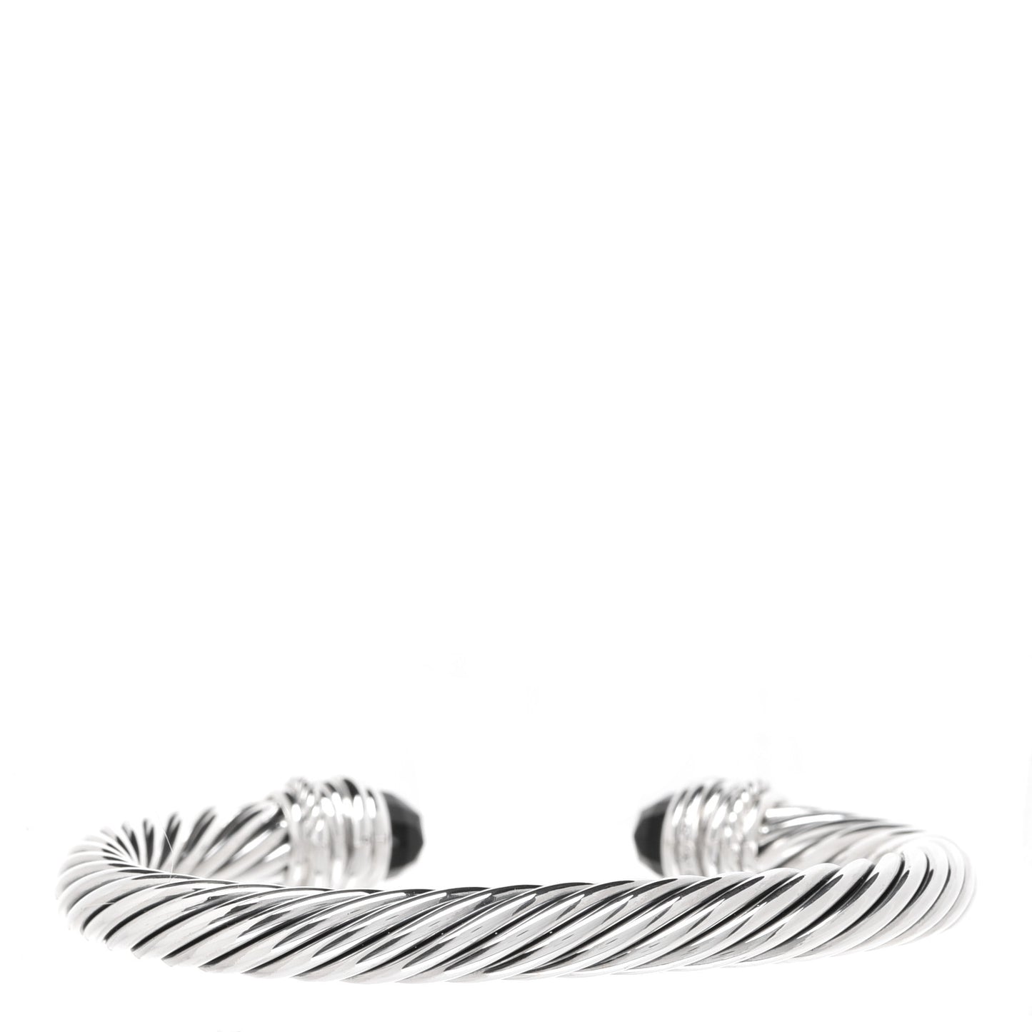 Sterling Silver Diamond Black Onyx 7mm Cable Classics Crossover Bracelet