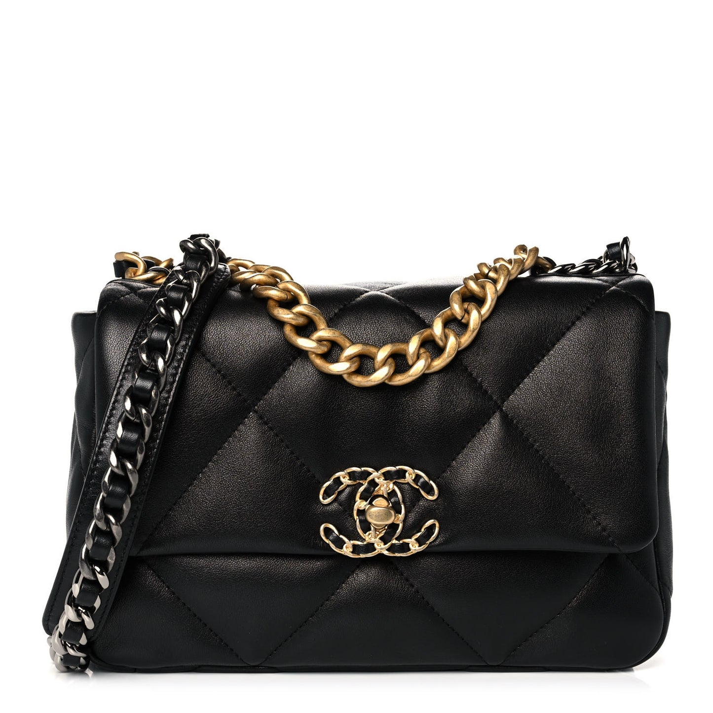Lambskin Quilted Medium Chanel 19 Flap Black