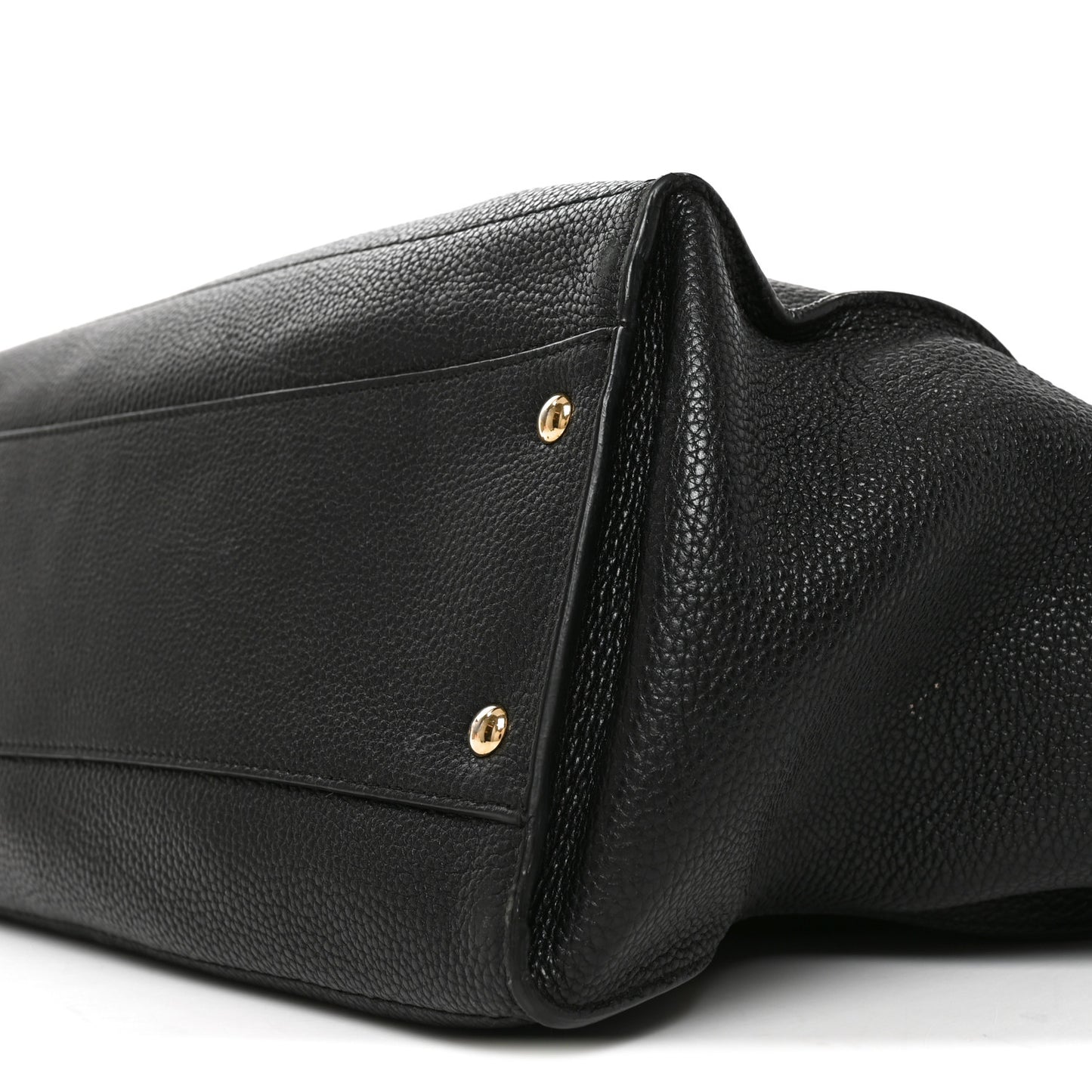 Hammered Calfskin Double Handle Medium Amy Tote Black