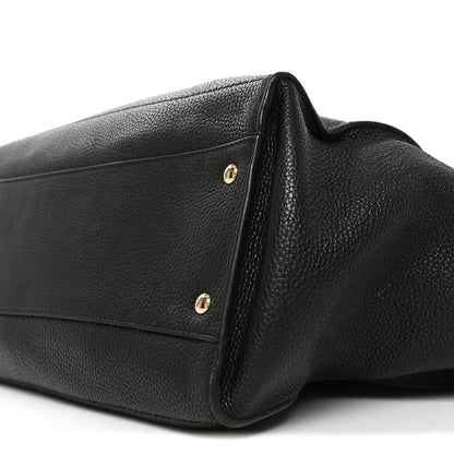 Salvatore Ferragamo Hammered Calfskin Double Handle Medium Amy Tote Black 9 of 9