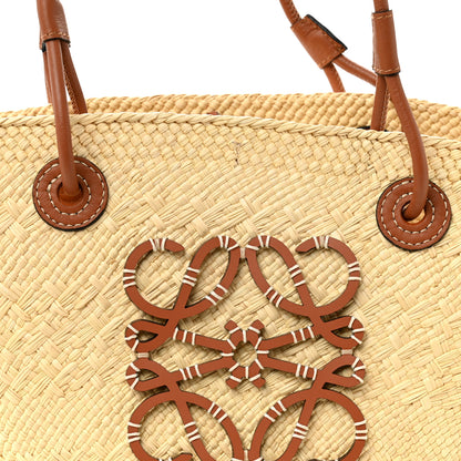 Loewe Calfskin Raffia Small Anagram Basket Tote Bag Natural Tan 8 of 10