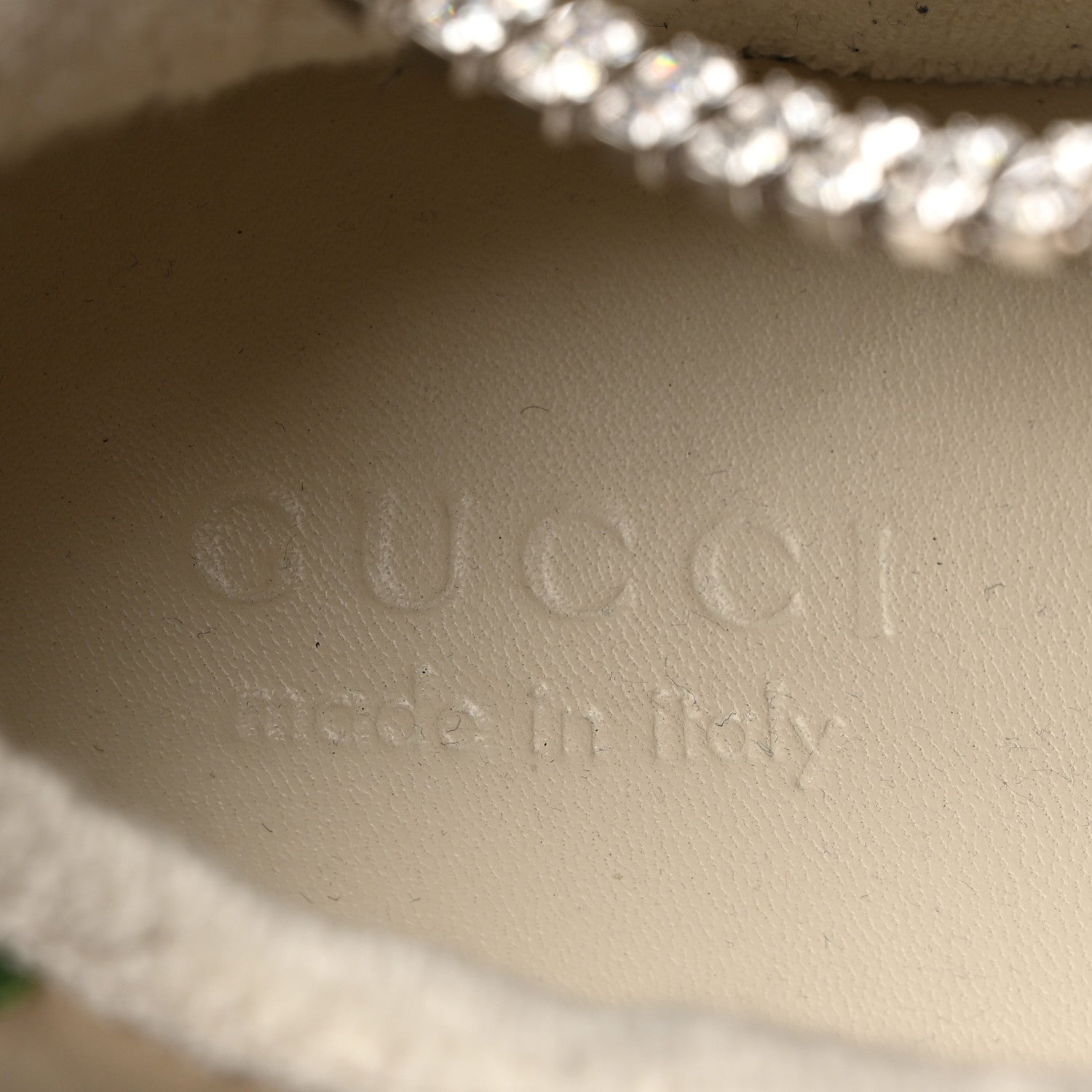 Gucci Nubuck Calfskin Web Removable Crystals Mens Screener Sneakers 9 Dusty Milk New Mystic White 6 of 7