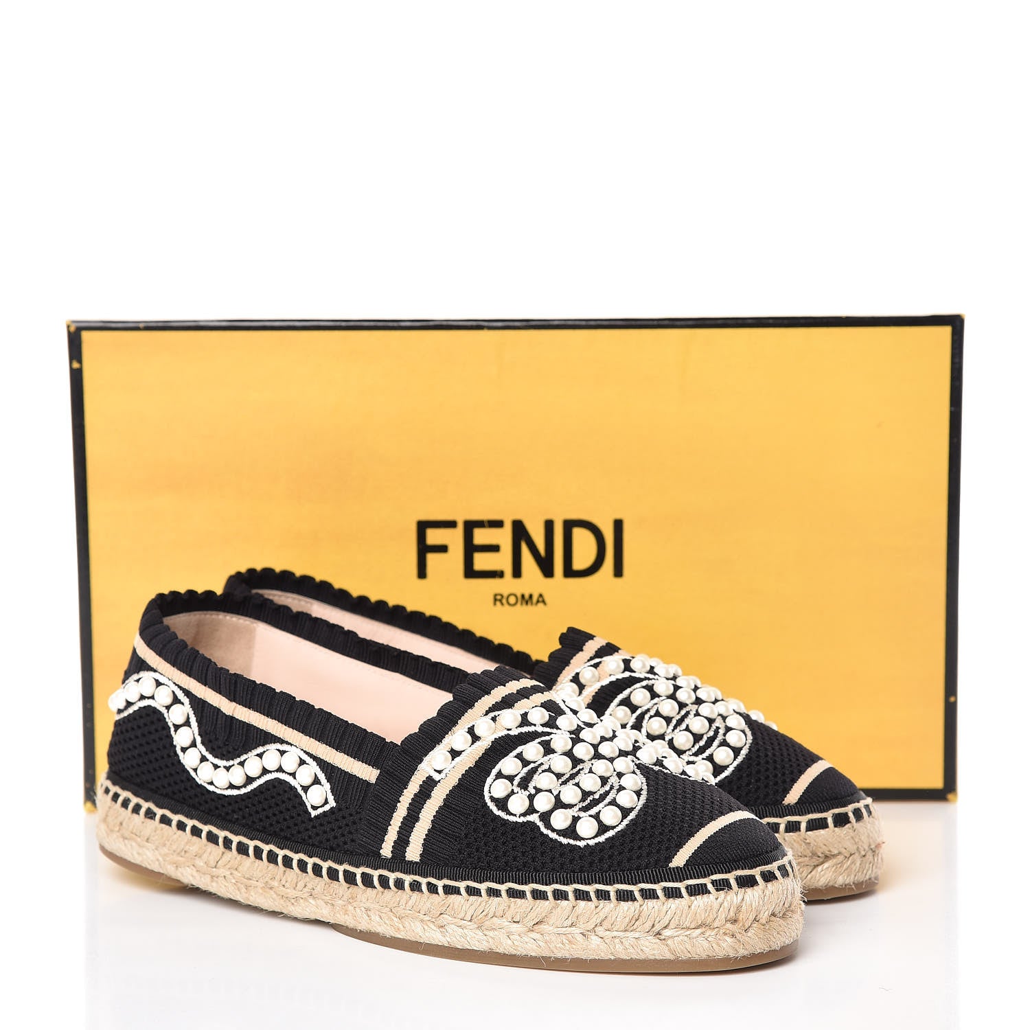 Fendi Knit Pearlescent Espadrille 35.5 Black 10 of 10