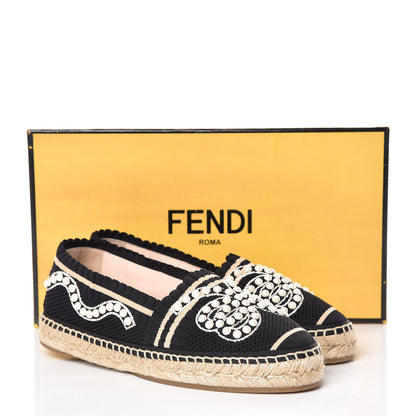 Fendi Knit Pearlescent Espadrille 35.5 Black 10 of 10
