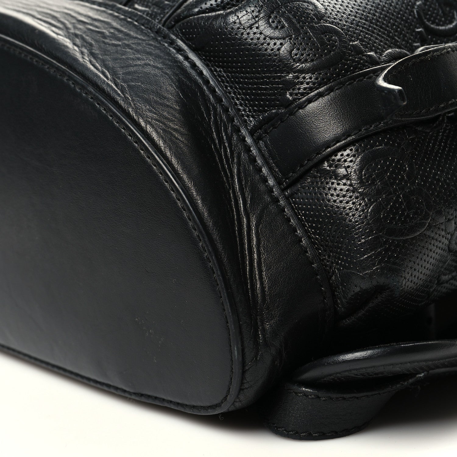 Gucci Calfskin GG Tennis Embossed Double Buckle Backpack Black 10 of 17