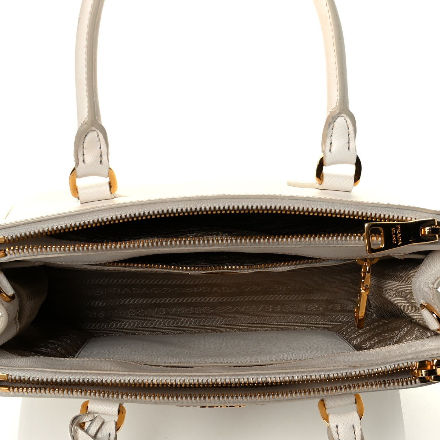 Saffiano Small Galleria Double Zip Tote Talco