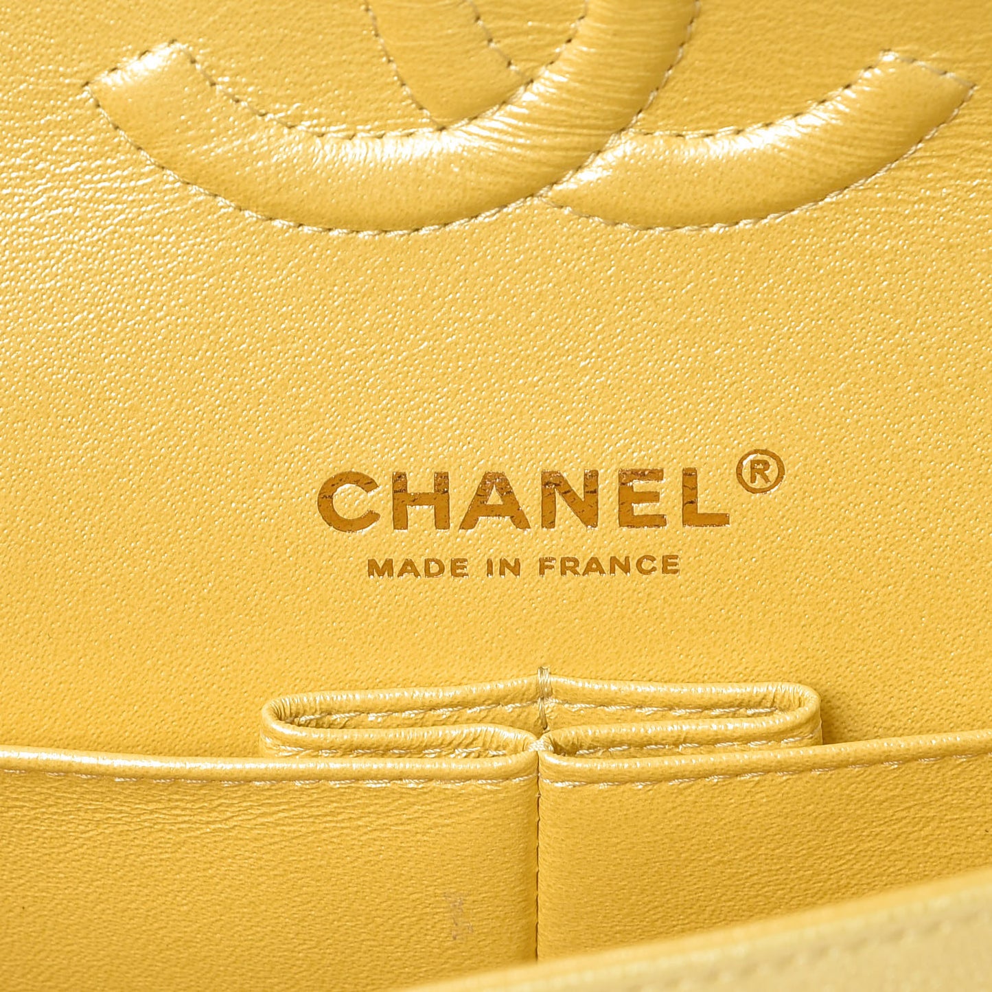 Iridescent Caviar Quilted Medium Double Flap Yellow