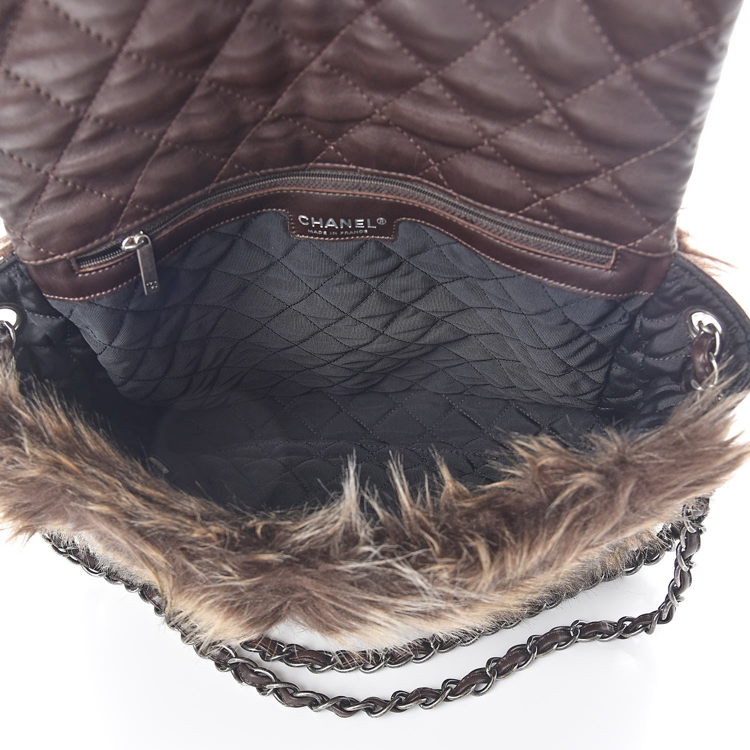 Chanel Lambskin Quilted Fantasy Fur Flap Brown 5 of 9