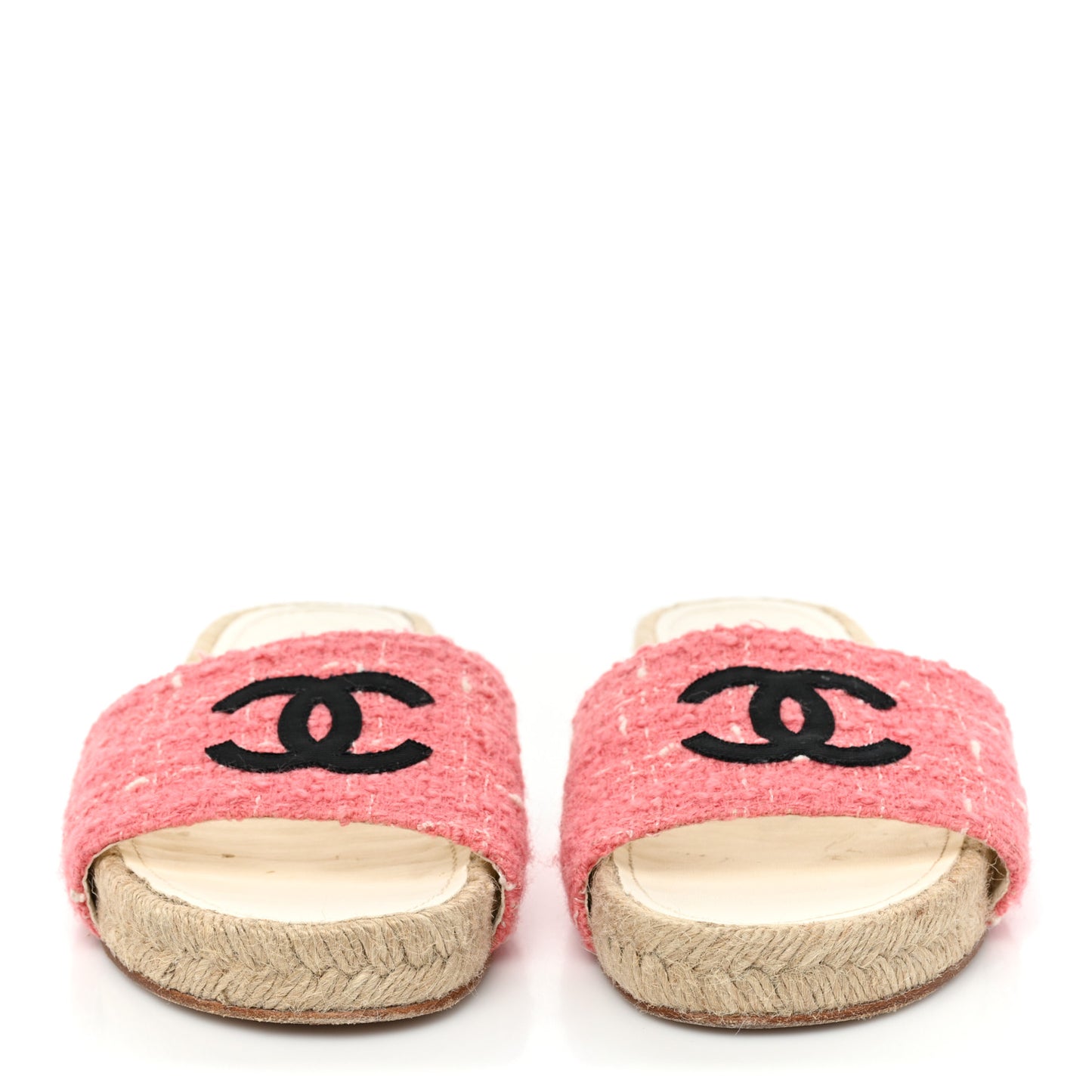 Tweed Grosgrain CC Mule Slide 39 Pink Black