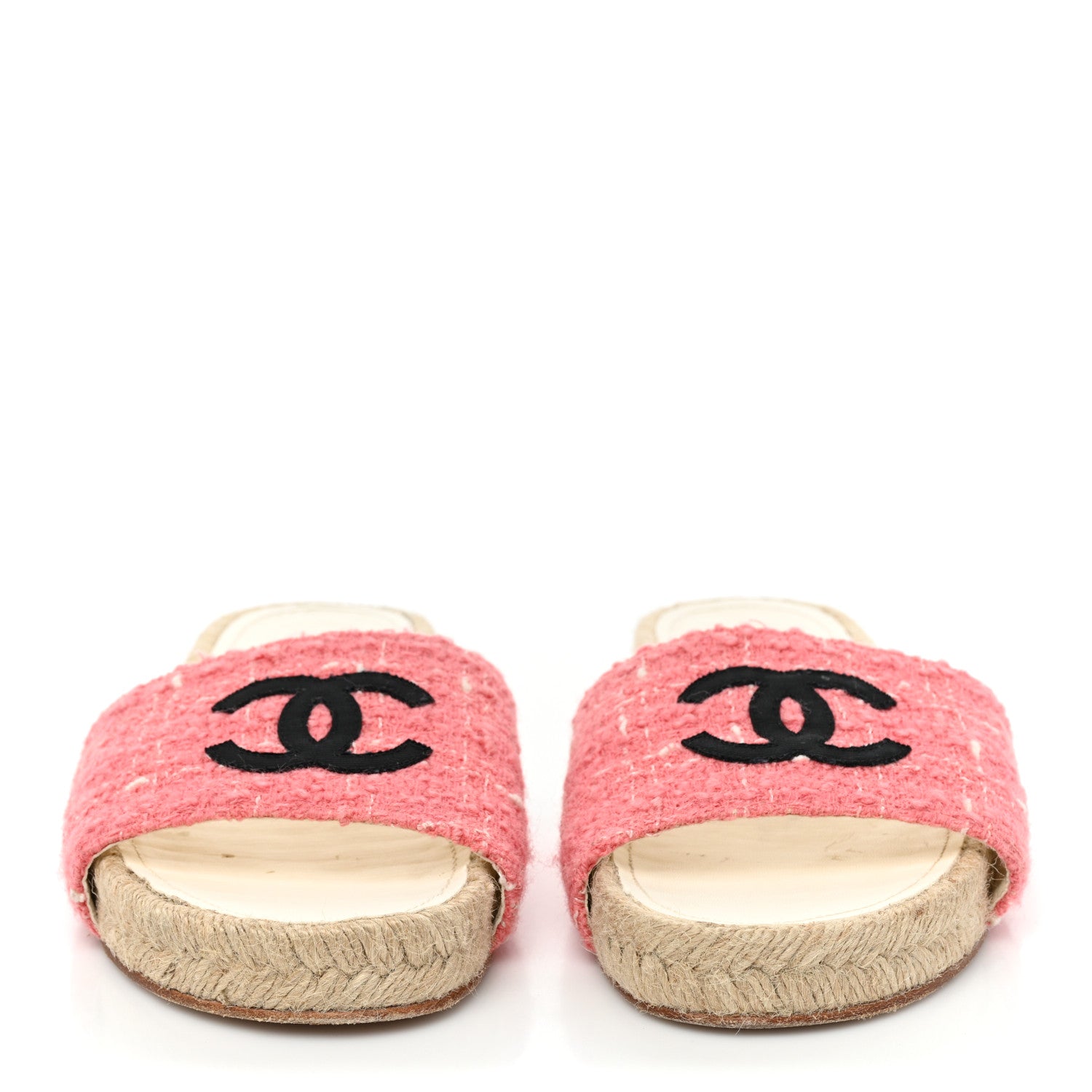 Chanel Tweed Grosgrain CC Mule Slide 39 Pink Black 2 of 13