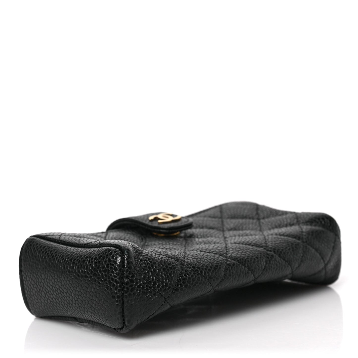 Caviar Quilted Mini Phone Holder Clutch Black