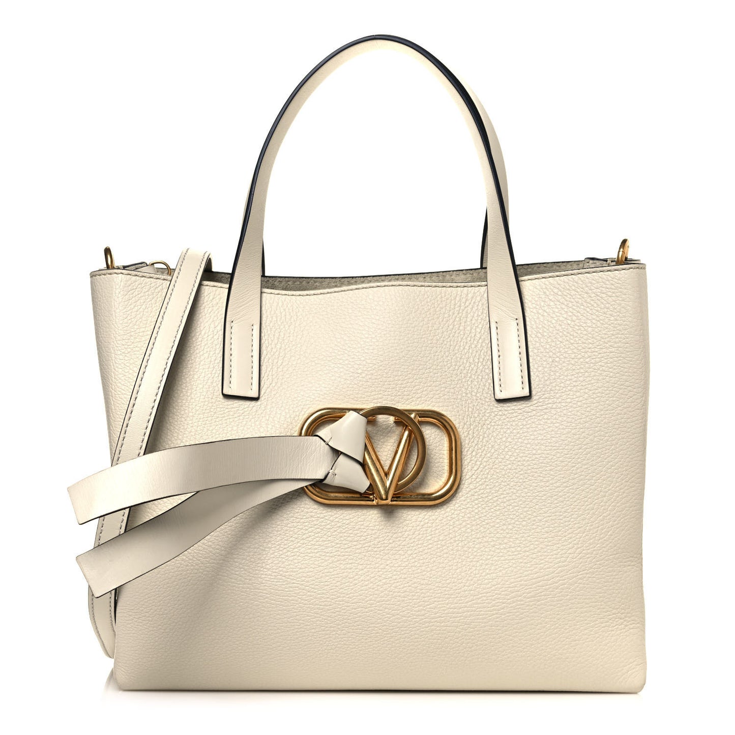 Pebbled Calfskin VRing Tote Bag Light Ivory