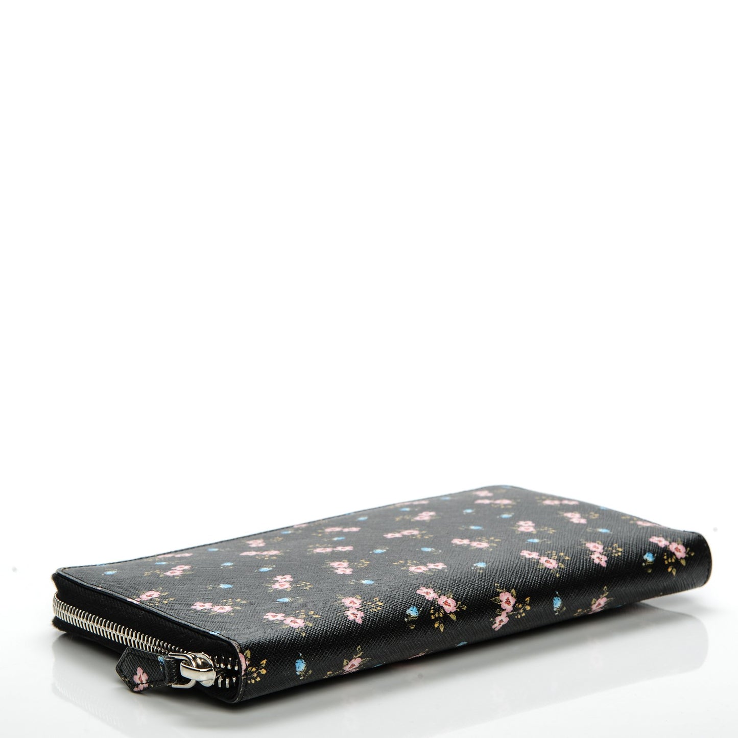 Textured Coated Canvas Hibiscus Print Travel Zipped Wallet Multicolor